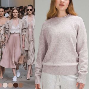 Lululemon Heathered Lavender/grey/bone Crewneck cotton blend Sweater size Small